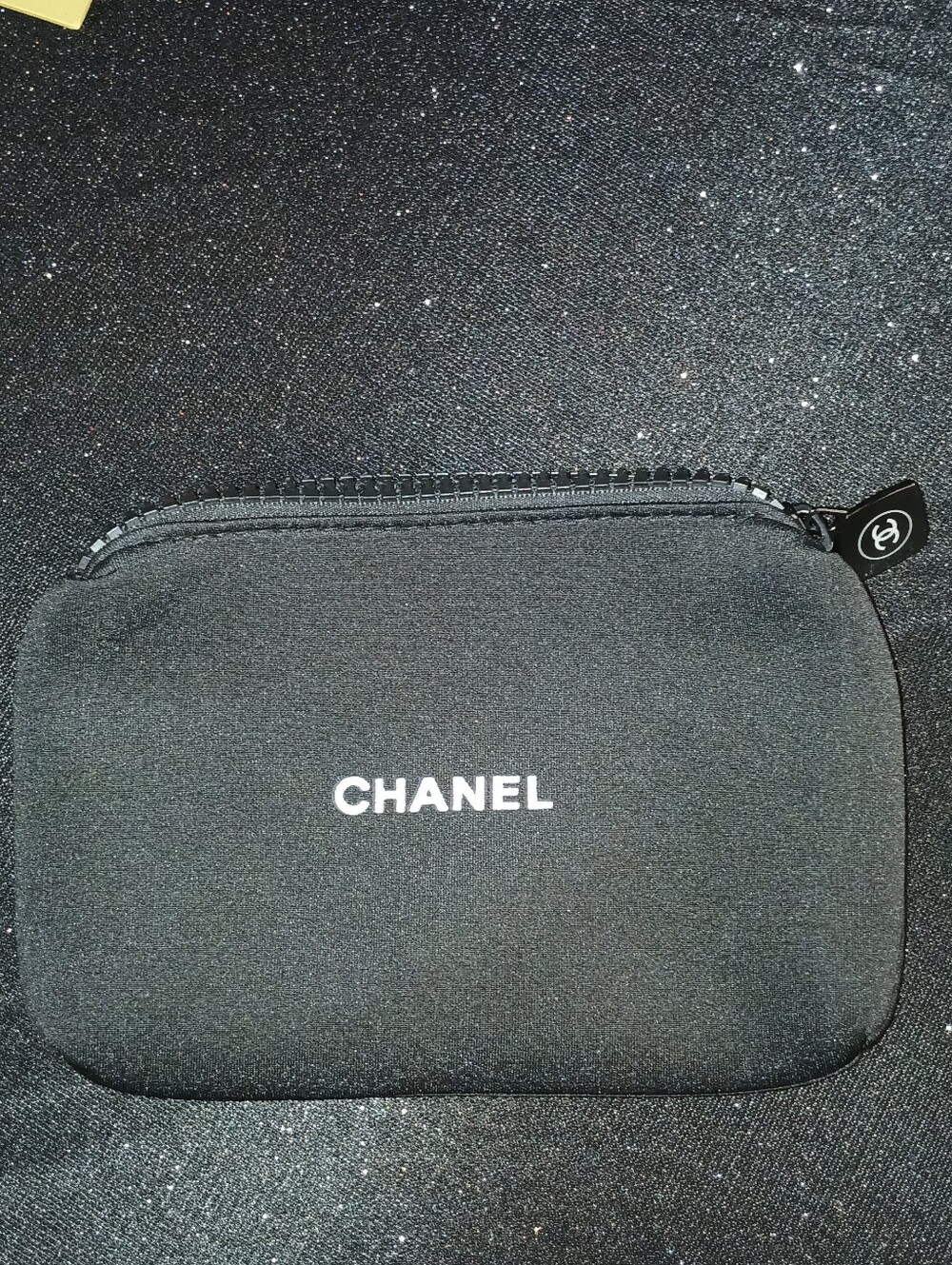 CHANEL Beaute' Black Scuba/Neoprene Pouch - VIP Promotional Gift New Never Used